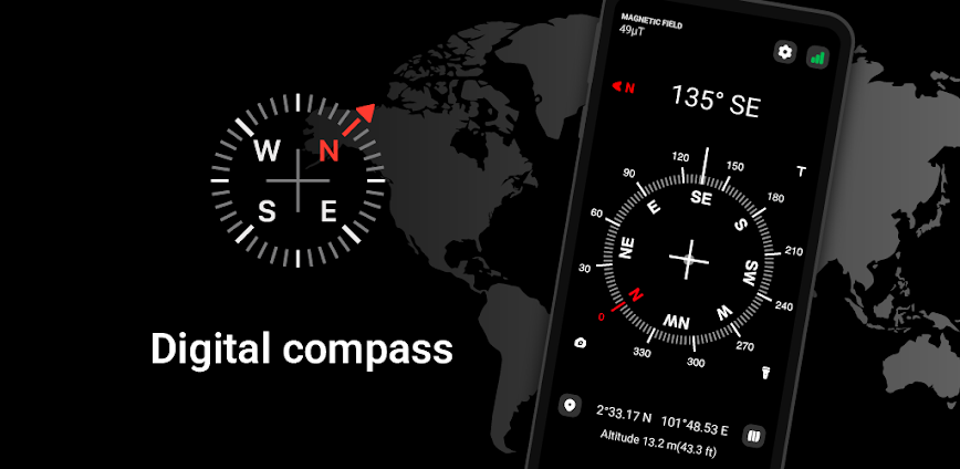 Download Digital Compass Mod APK 18.1 – (Unlocked,Premium,No Ads)