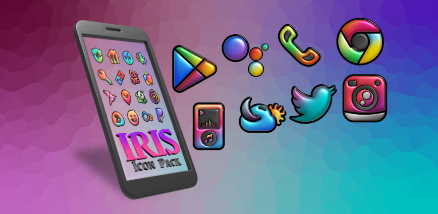 Iris Dark Flat 3D Icon Pack v2.1.3 APK [Full Version]
