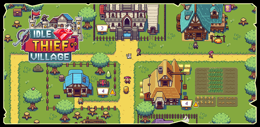 Idle Thief Village: Retro RPG v1.1.59 MOD APK [Menu, Gold, Unlimited Upgrades]