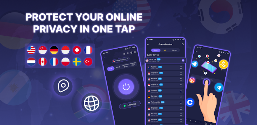 VPN Fast Secure Proxy v219.0 MOD APK [Premium Unlocked]
